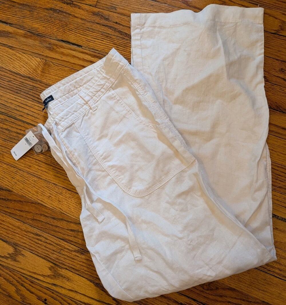 NWT GAP Hadley Linen Pants Women's 12 White $49.99